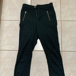 hollister size s: green plaid high waisted pants